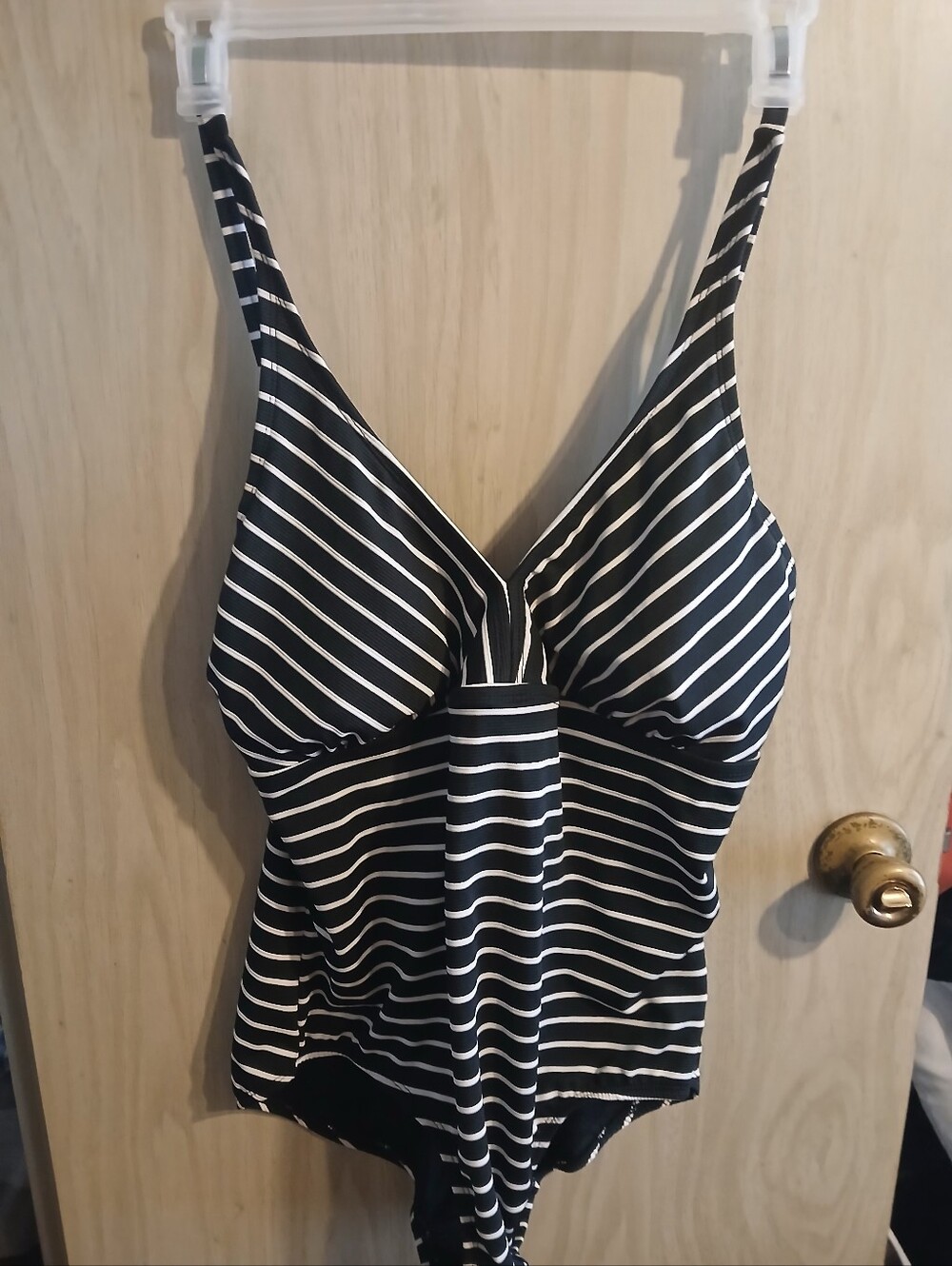 Catalina Women's Stripe Black & White One Piece Swimsuit Size 2X (18W-20W)
